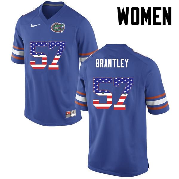 NCAA Florida Gators Caleb Brantley Women's #57 USA Flag Fashion Nike Blue Stitched Authentic College Football Jersey ZRT8864KS